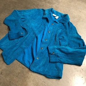 Chico’s Button Up Blue/Teal Sz 2 #TX8